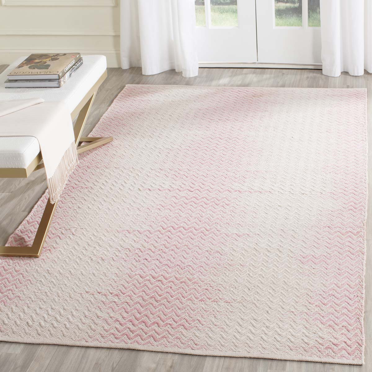 Safavieh Cotton Kilim 121 Rug, KLC121 - Light Pink / Ivory