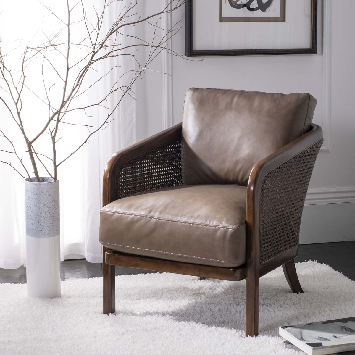 Safavieh Couture Caruso Barrel Back Chair - Dark Brown