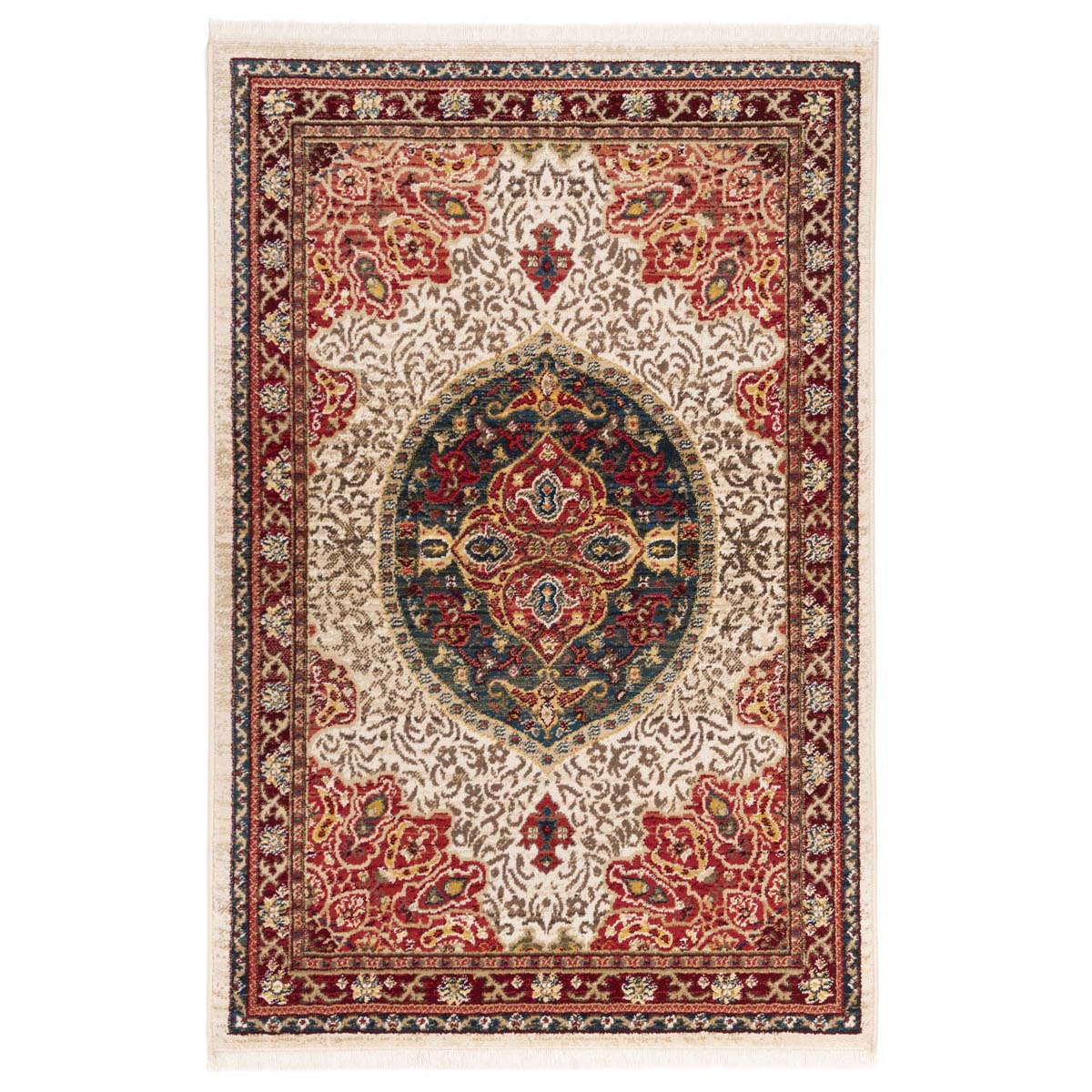 Safavieh Kashan 302 Rug, KSN302 - Ivory / Red