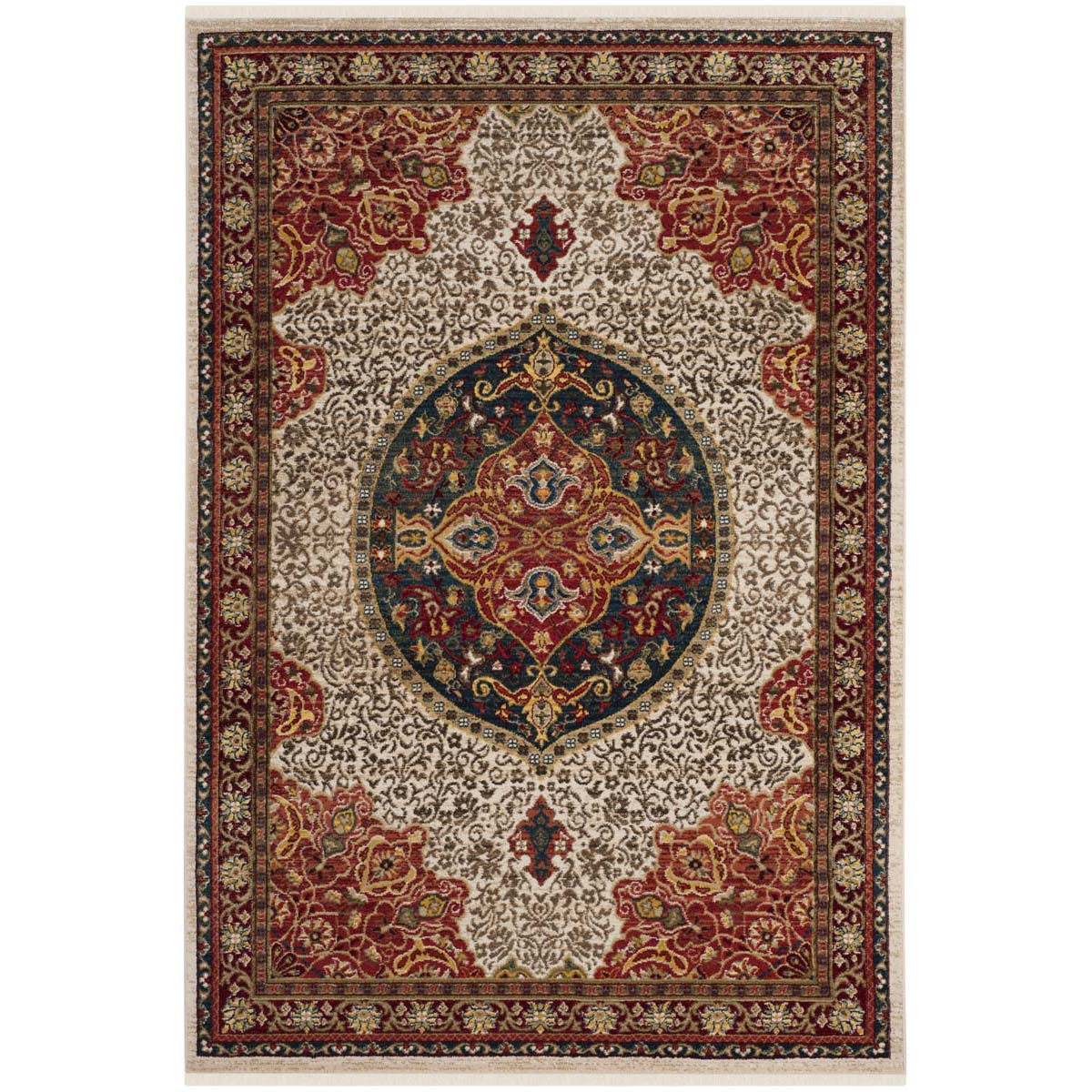 Safavieh Kashan 302 Rug, KSN302 - Ivory / Red