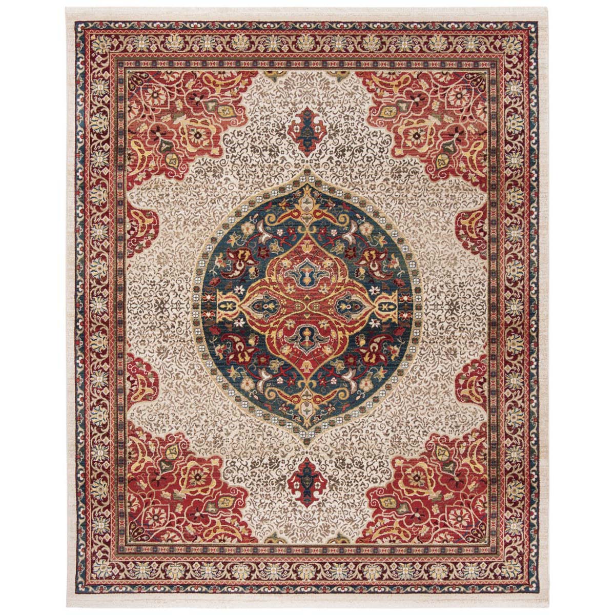 Safavieh Kashan 302 Rug, KSN302 - Ivory / Red