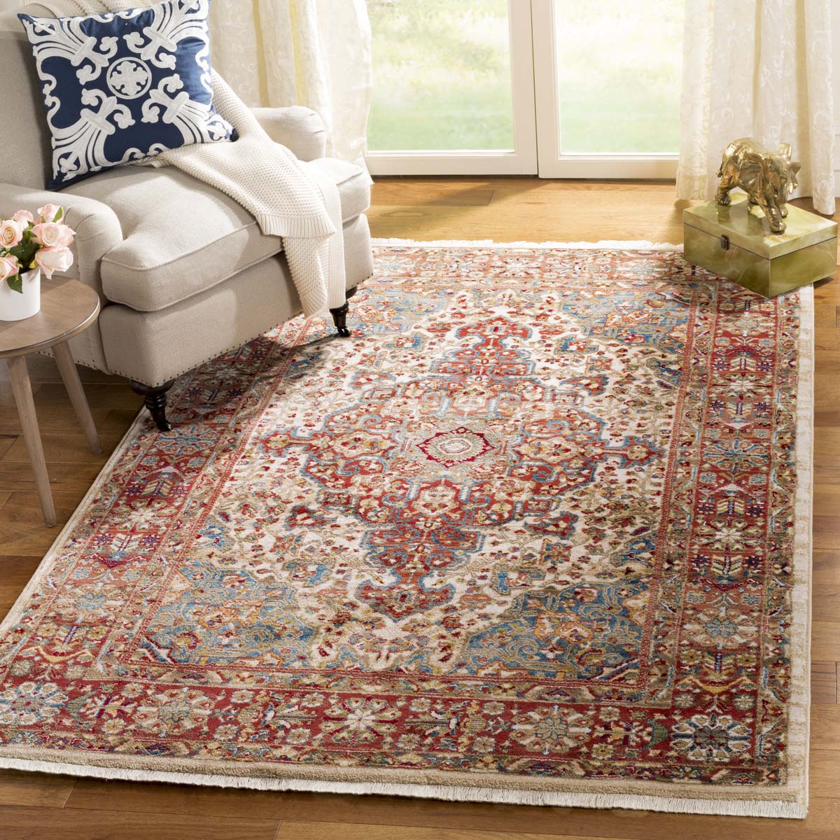 Safavieh Kashan 305 Rug, KSN305 - Ivory / Blue