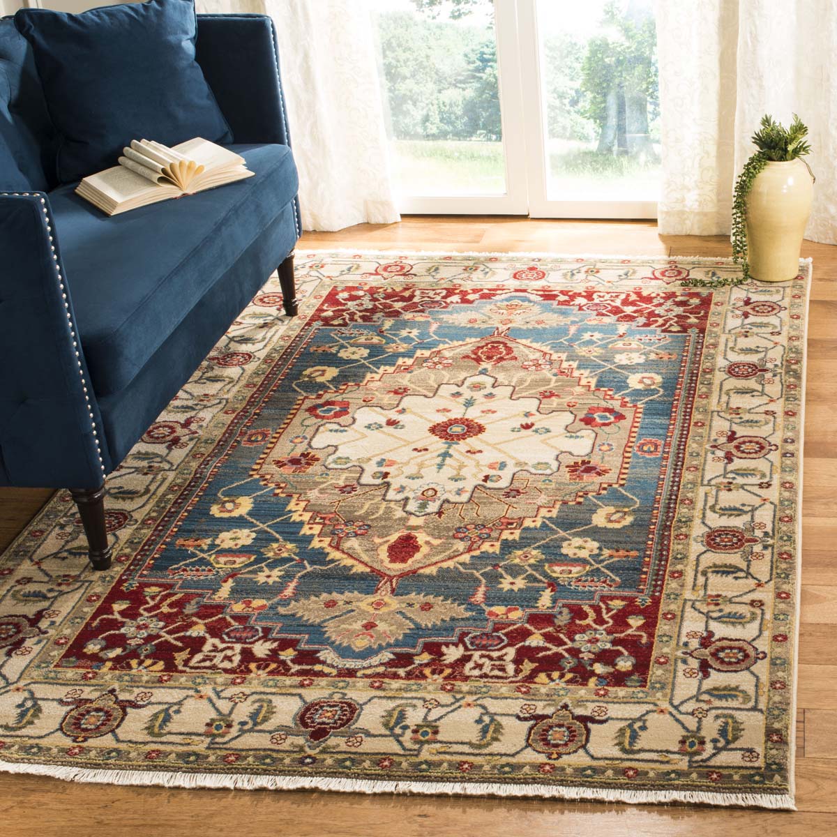 Safavieh Kashan 306 Rug, KSN306 - Ivory / Blue