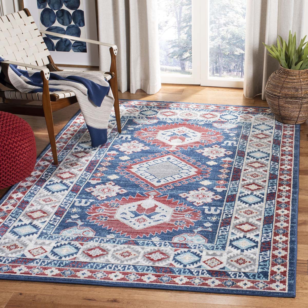 Safavieh Kazak 100 119 Rug, KZK119 - Navy / Red