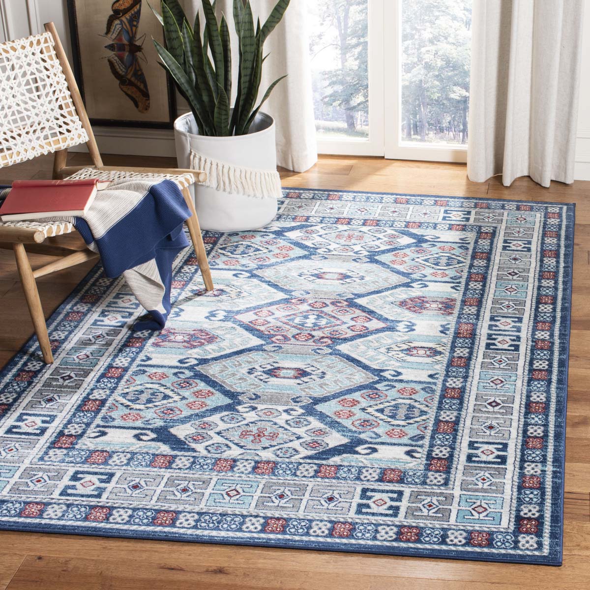 Safavieh Kazak 100 121 Rug, KZK121 - Blue / Grey