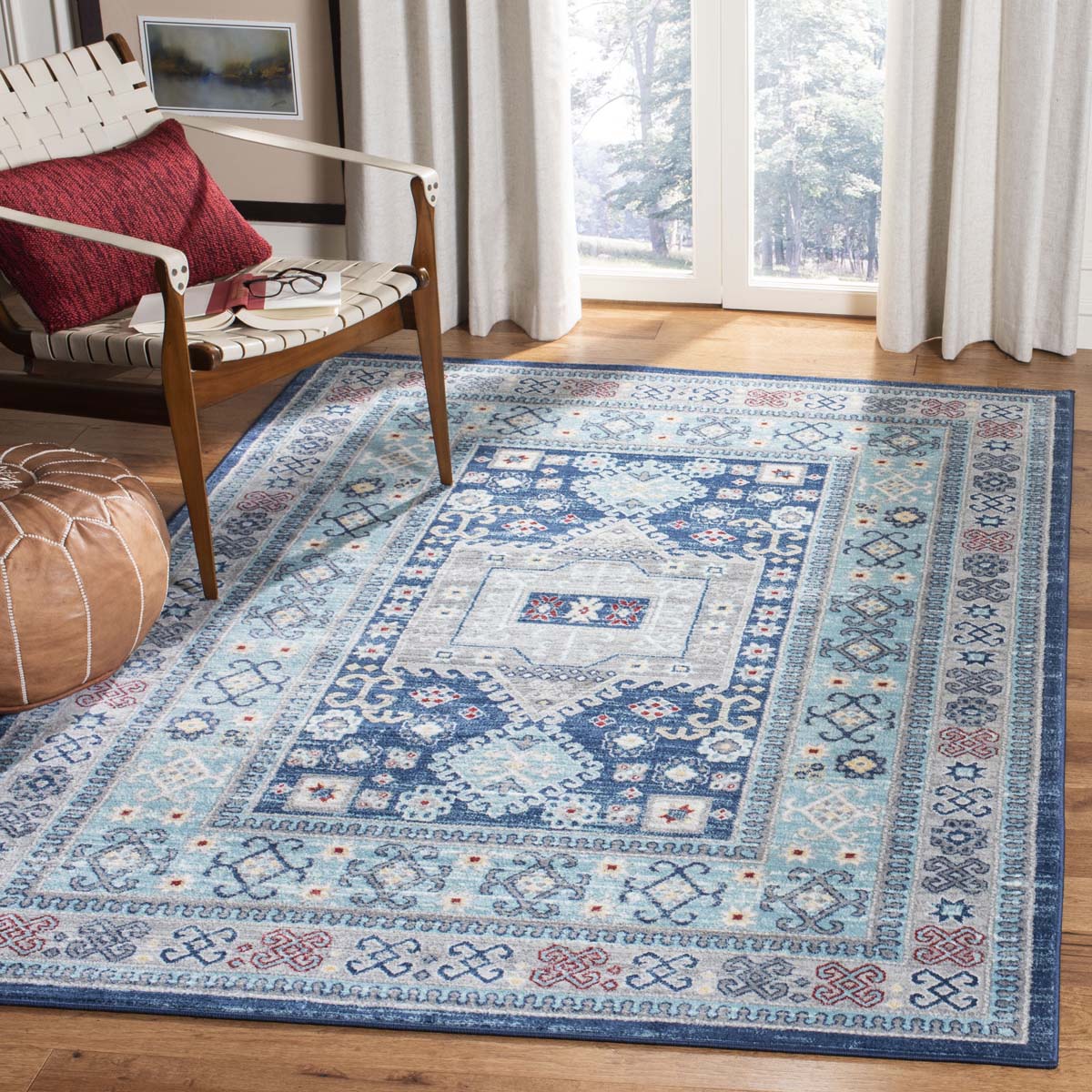 Safavieh Kazak 100 122 Rug, KZK122 - Blue / Creme