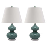 Safavieh Eva 24 Inch H Double Gourd Glass Lamp, LIT4086 - Marine Blue (Set of 2)