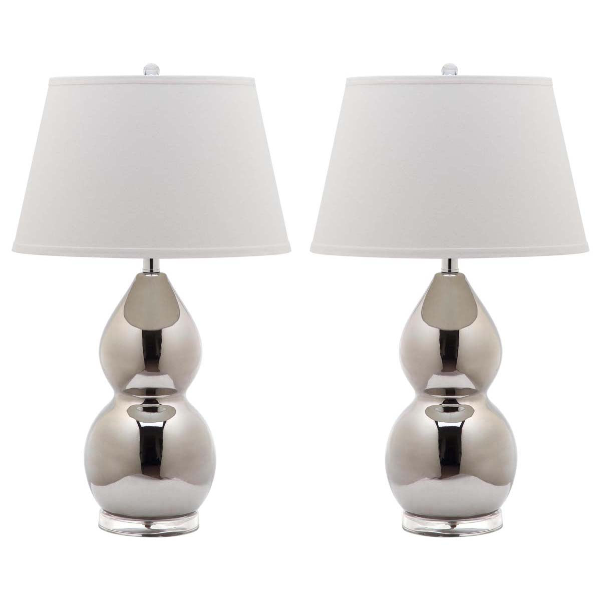 Safavieh Jill 26.5 Inch H Double Gourd Ceramic Lamp, LIT4093 - Silver