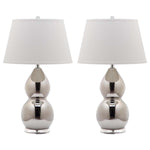 Safavieh Jill 26.5 Inch H Double Gourd Ceramic Lamp, LIT4093 - Silver