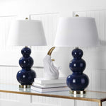 Safavieh Pamela 28 Inch H Triple Gourd Ceramic Lamp, LIT4095 - Navy (Set of 2)