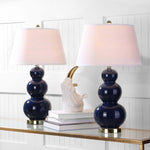 Safavieh Pamela 28 Inch H Triple Gourd Ceramic Lamp, LIT4095 - Navy (Set of 2)