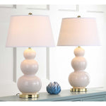 Safavieh Pamela 28 Inch H Triple Gourd Ceramic Lamp, LIT4095 - Light Grey (Set of 2)