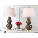 Safavieh Pamela 28 Inch H Triple Gourd Ceramic Lamp, LIT4095 - Taupe (Set of 2)