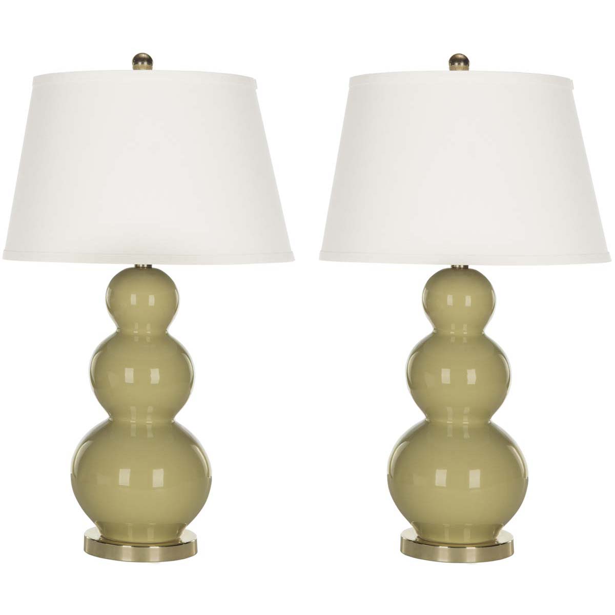 Safavieh Pamela 28 Inch H Triple Gourd Ceramic Lamp, LIT4095 - Taupe (Set of 2)