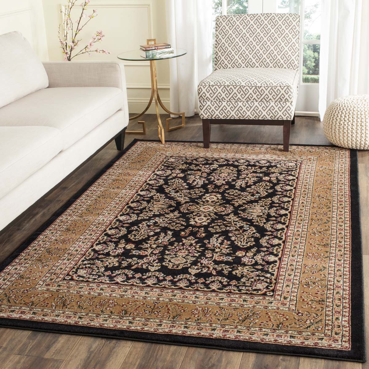 Safavieh Lyndhurst 331 Rug, LNH331 - Black / Tan