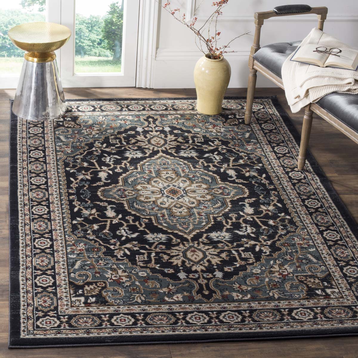 Safavieh Lyndhurst 338 Rug, LNH338 - Anthracite / Teal