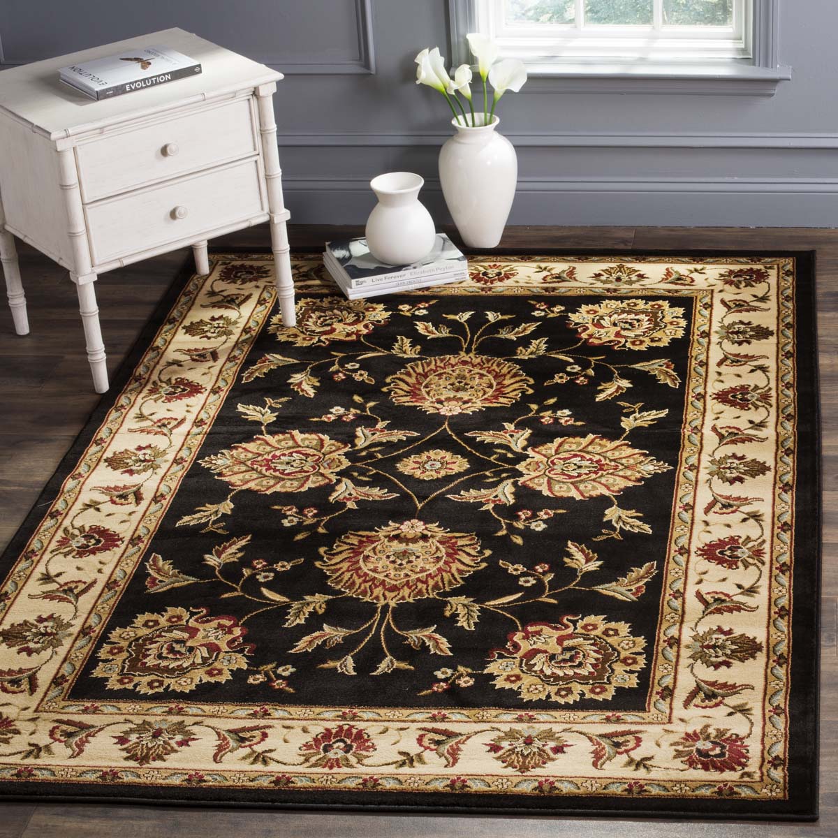 Safavieh Lyndhurst 555 Rug, LNH555 - Black / Ivory