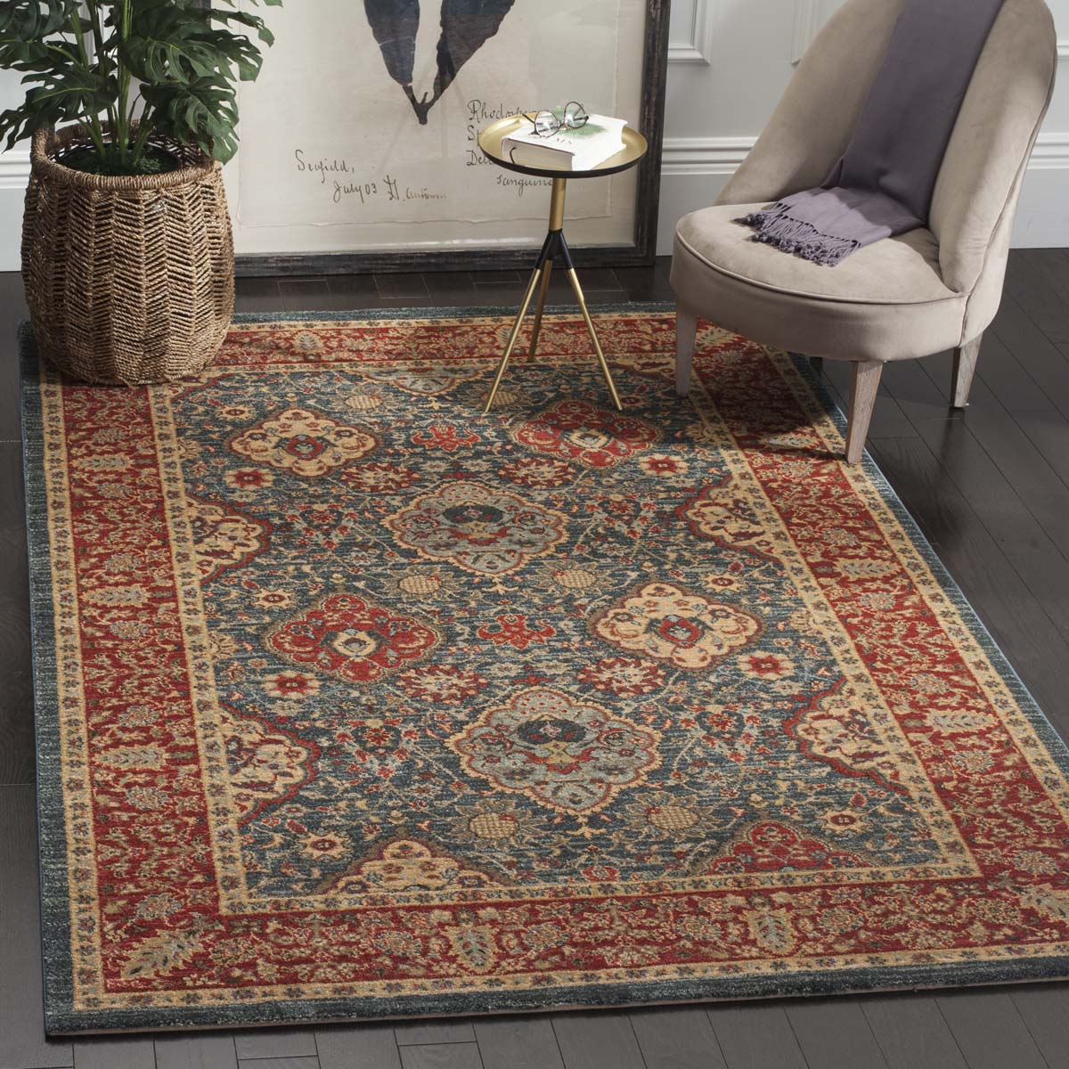 Safavieh Mahal 655 Rug, MAH655 - Navy / Red