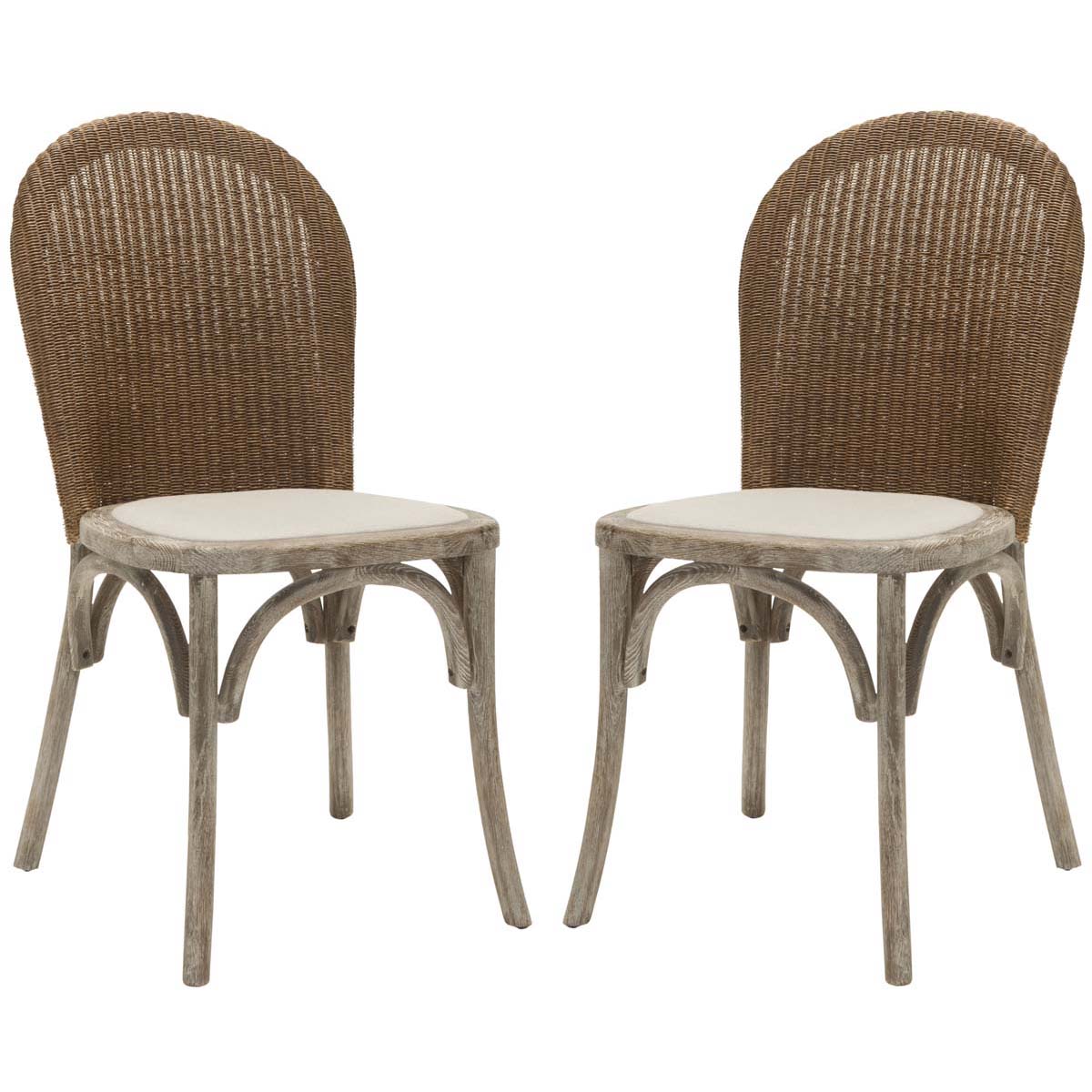 Safavieh Kioni 19''H Rattan Side Chair (Set Of 2) , MCR4599 - Kioni Side Chair / Taupe / Pickled Oak