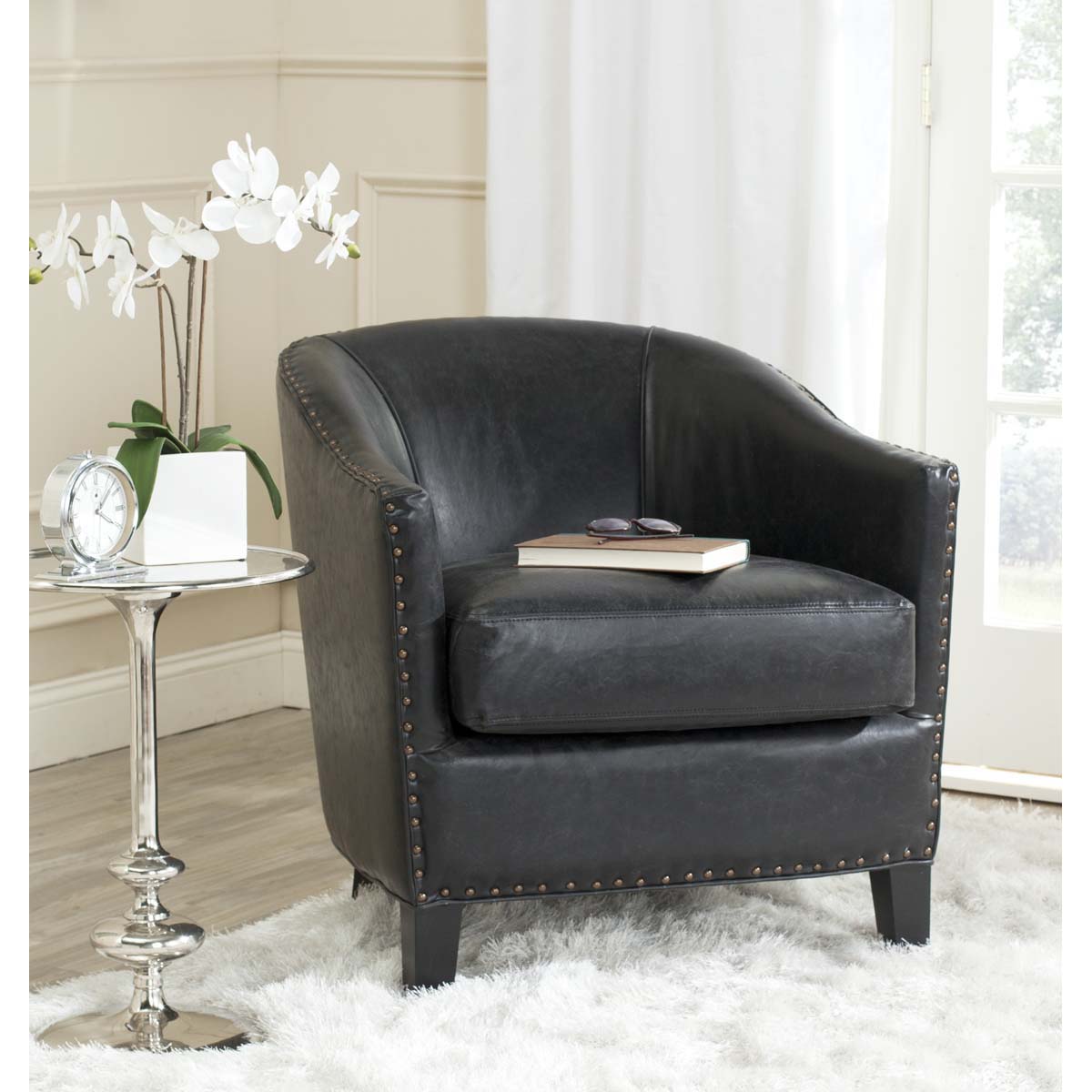 Safavieh Evander Club Chair , MCR4732 - Antique Black