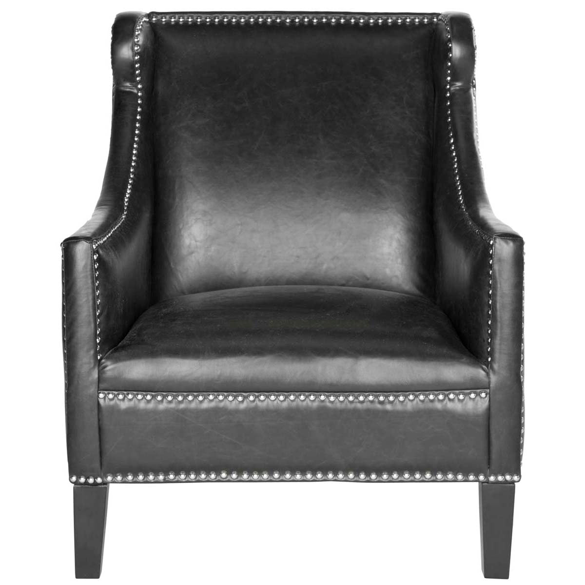 Safavieh Mckinley Leather Club Chair , MCR4735 - Antique Black