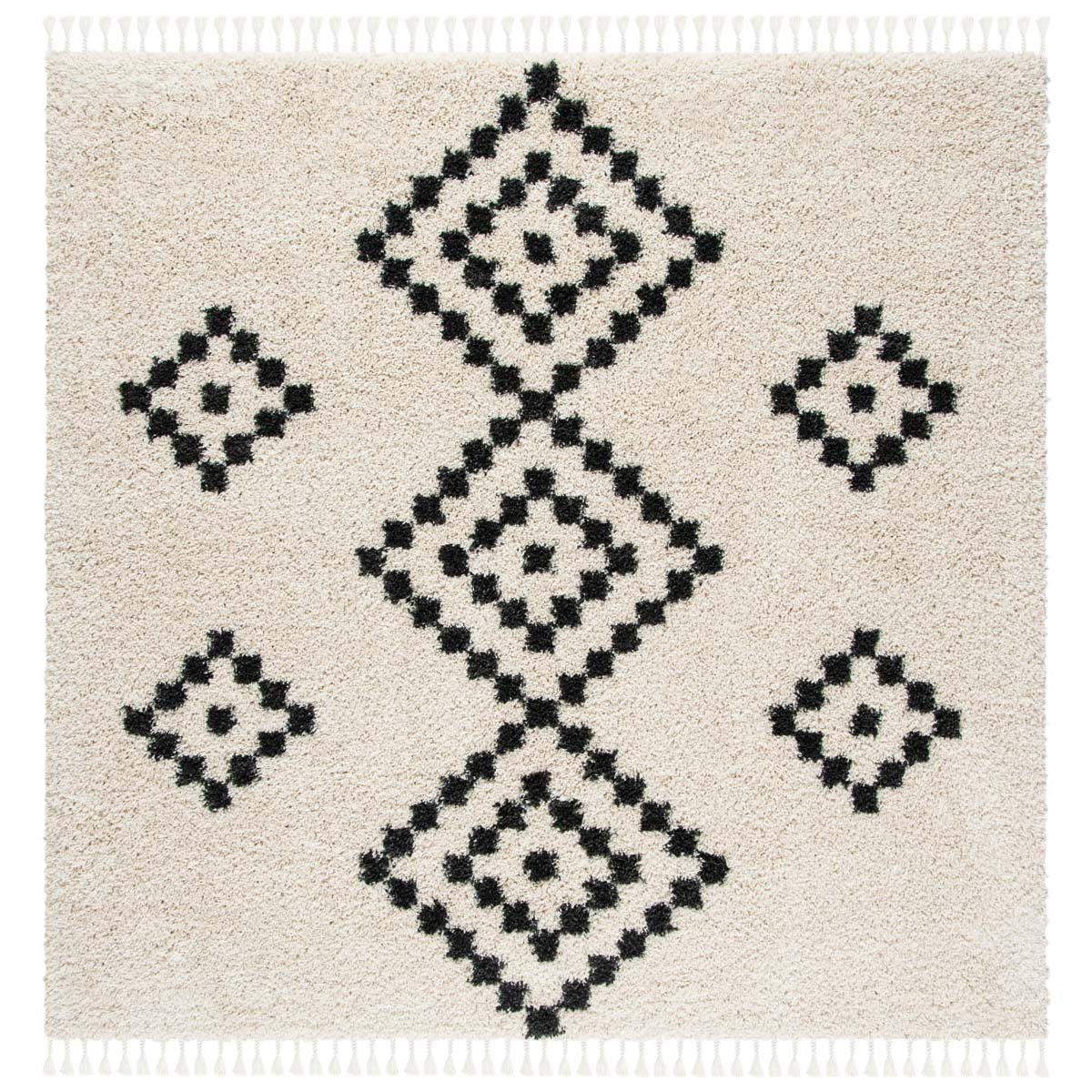 Safavieh Moroccan Fringe Shag 200 246 Rug, MFG246 - Cream / Charcoal