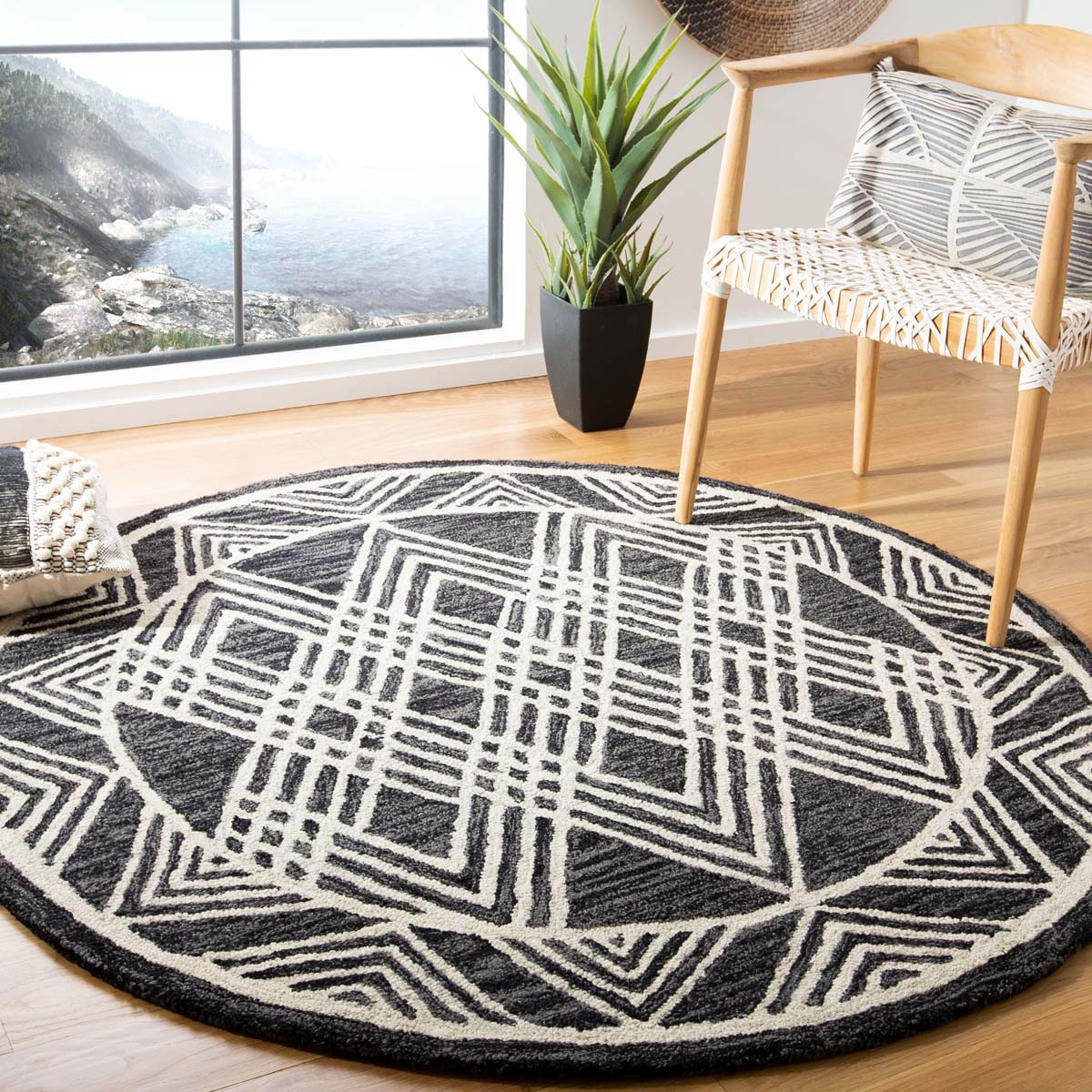 Safavieh Micro-Loop 155 Rug, MLP155 - Charcoal / Ivory