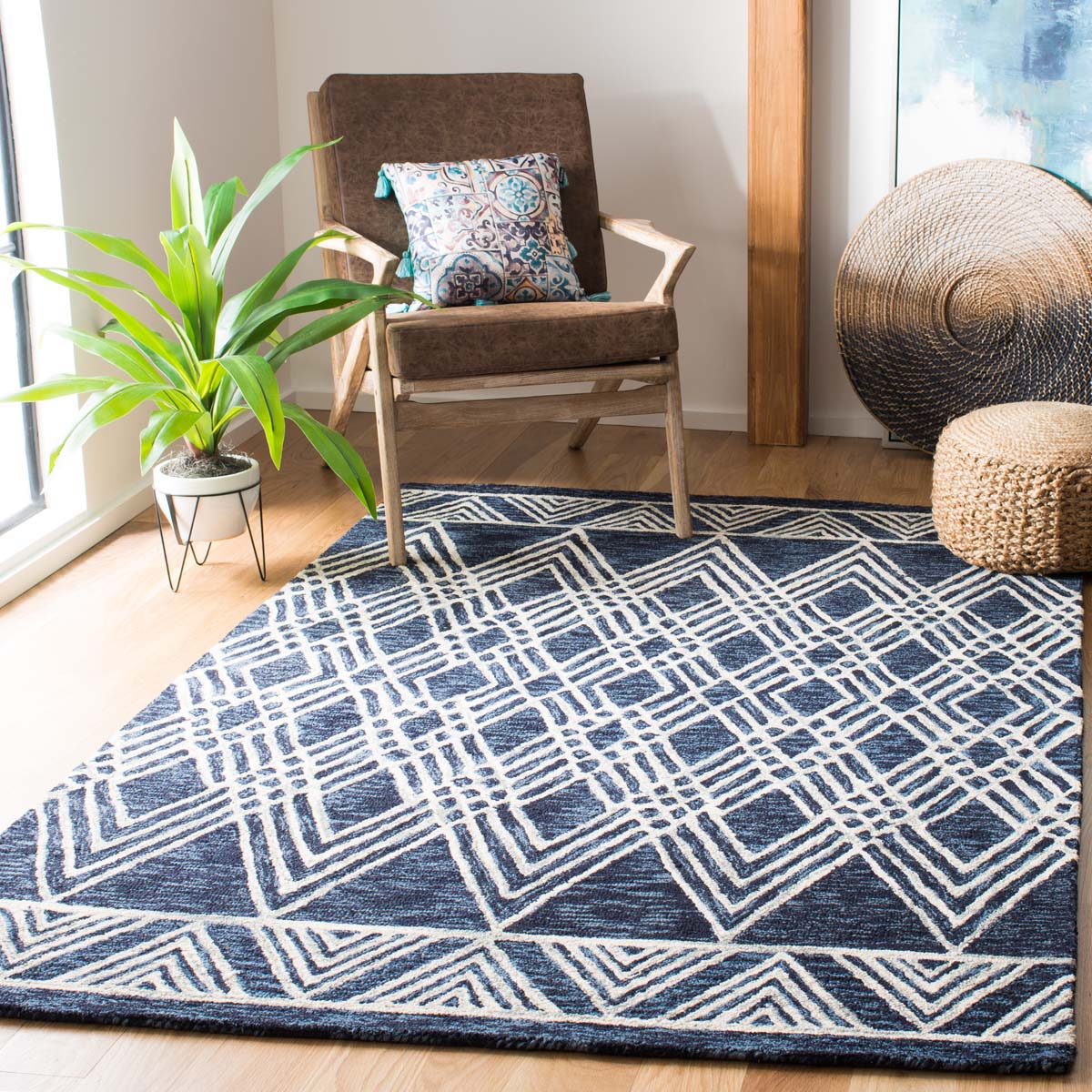 Safavieh Micro-Loop 155 Rug, MLP155 - Navy / Ivory