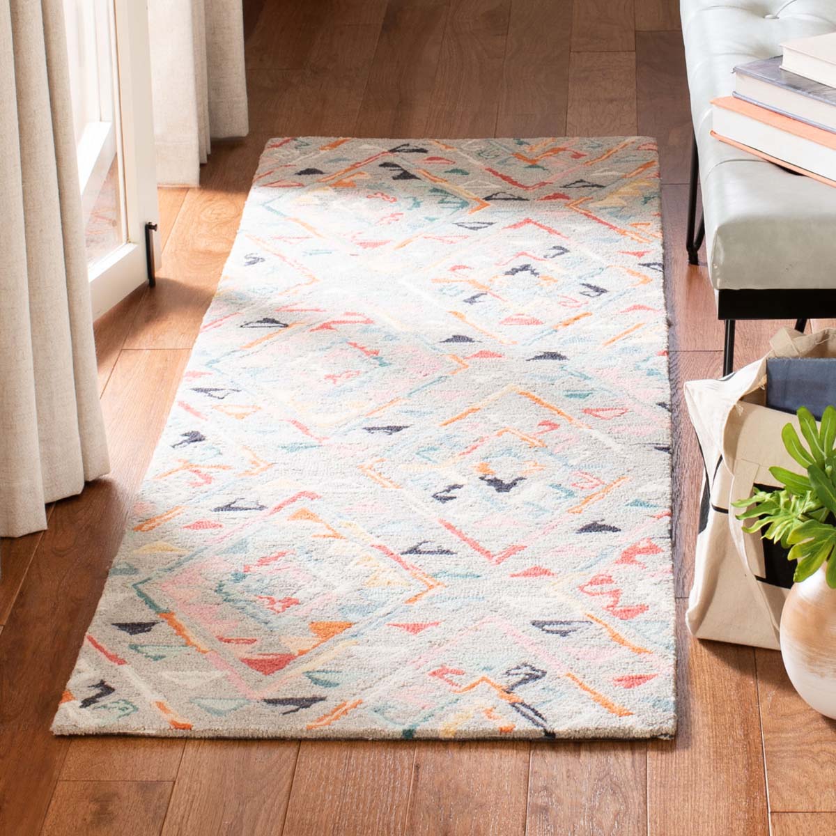 Safavieh Micro-Loop 352 Rug, MLP352 - Grey / Pink