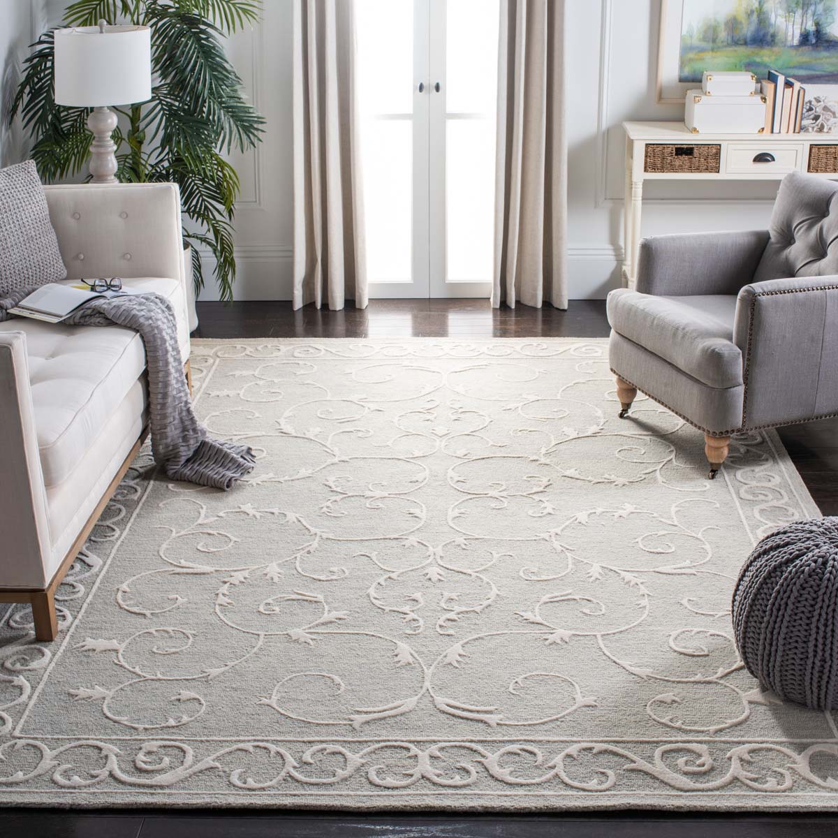 Safavieh Micro-Loop 507 Rug, MLP507 - Light Grey / Ivory