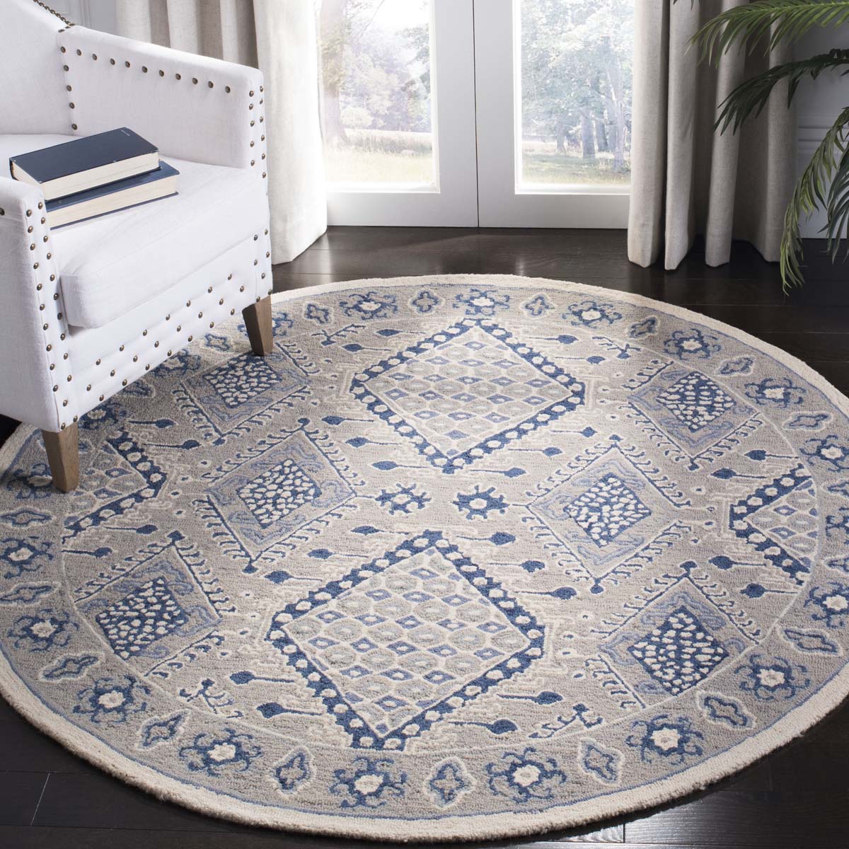 Safavieh Micro-Loop 511 Rug, MLP511 - Light Grey / Blue