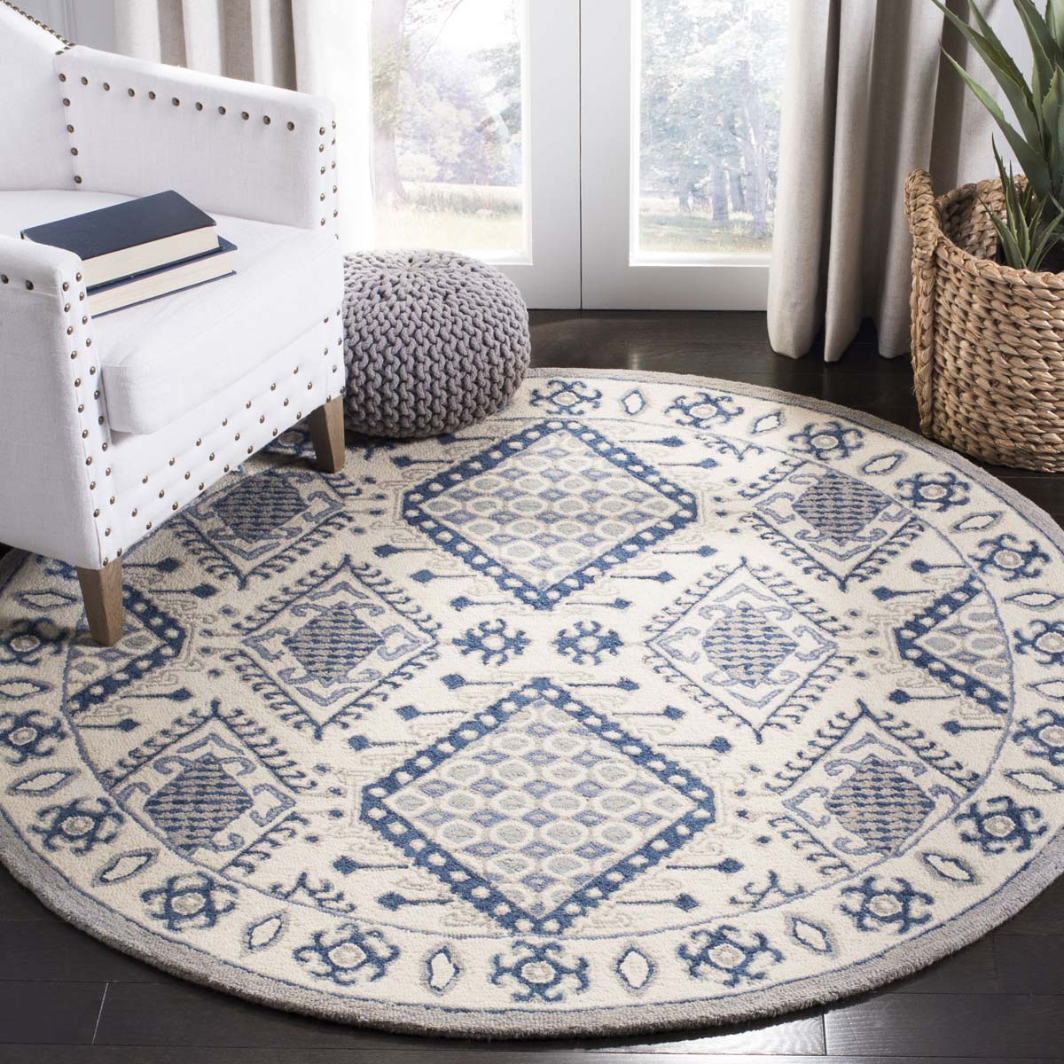 Safavieh Micro-Loop 511 Rug, MLP511 - Ivory / Blue