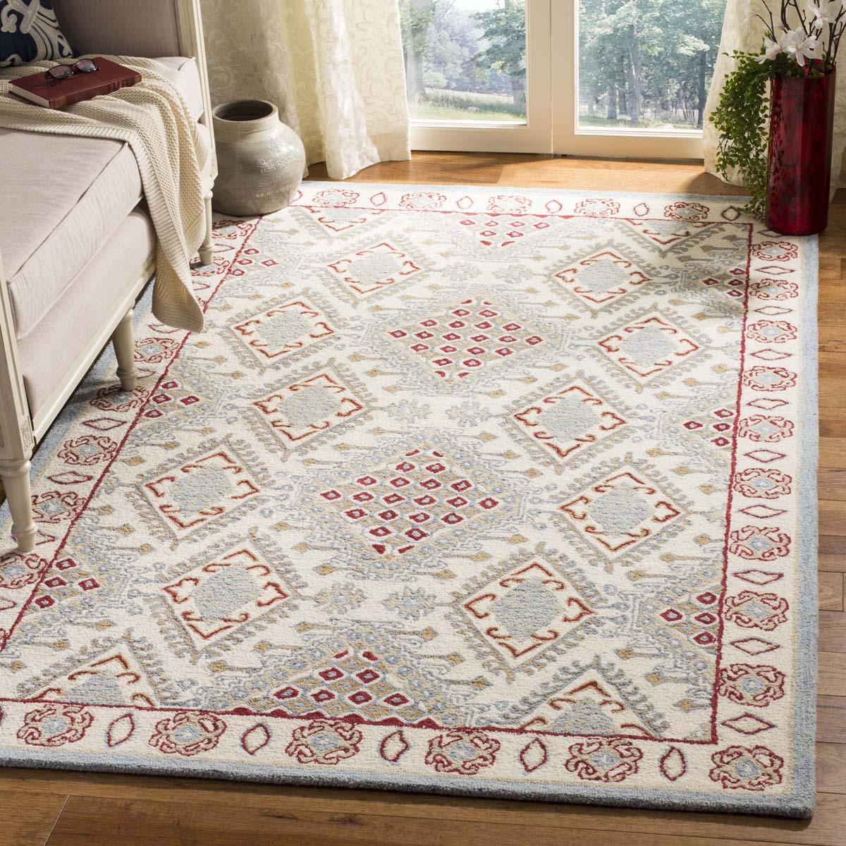 Safavieh Micro-Loop 511 Rug, MLP511 - Ivory / Red