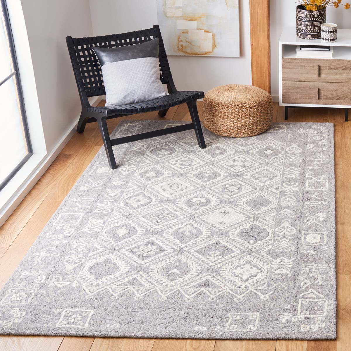 Safavieh Micro-Loop 517 Rug, MLP517 - Ivory / Grey