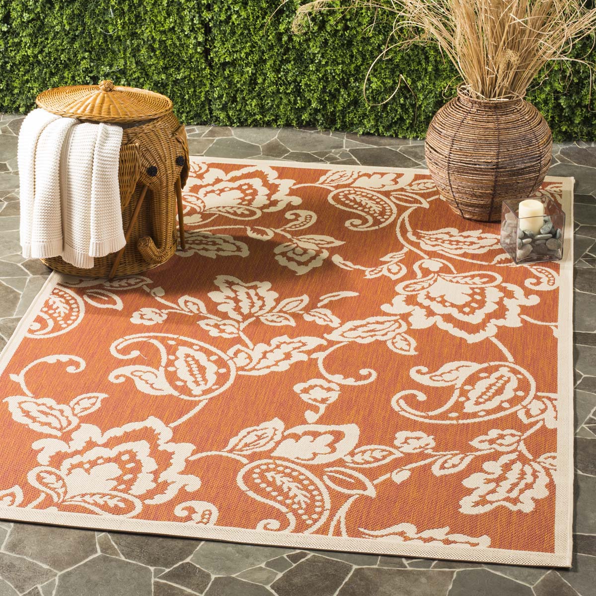 Martha Stewart 418 Rug, MSR418 - Terracotta / Beige