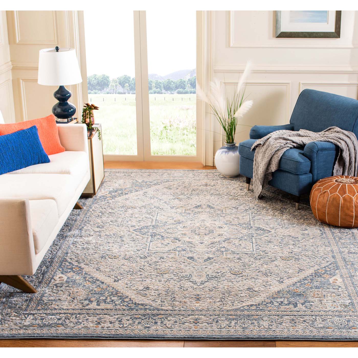 Martha Stewart 689 Rug, MSR689 - Cream / Blue