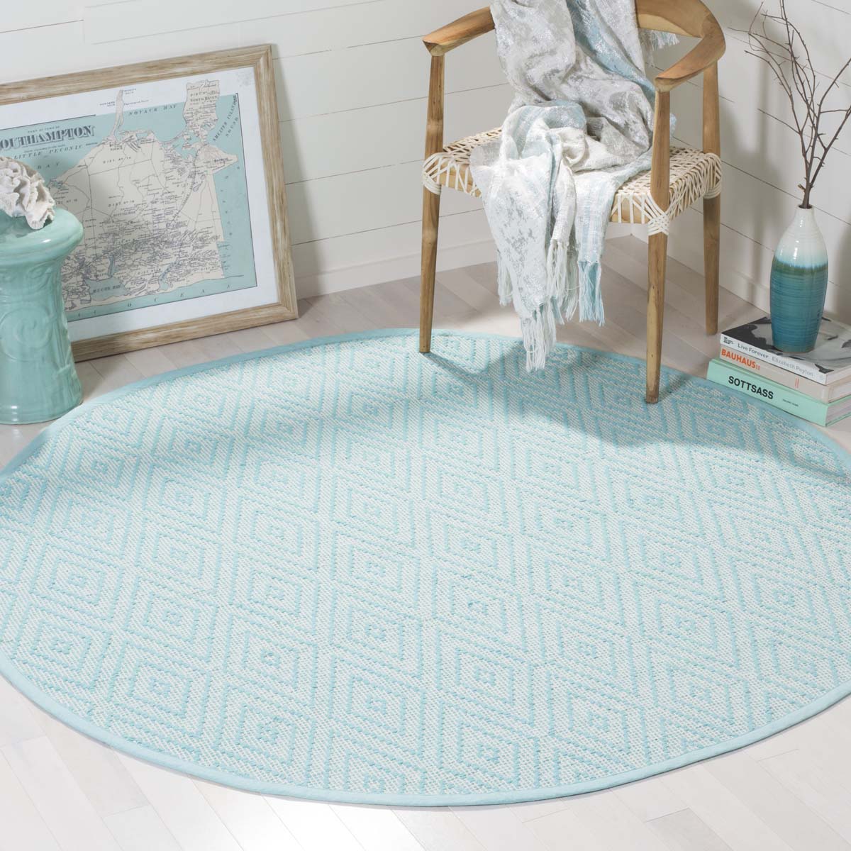 Safavieh Montauk 811 Rug, MTK811 - Turquoise / Ivory