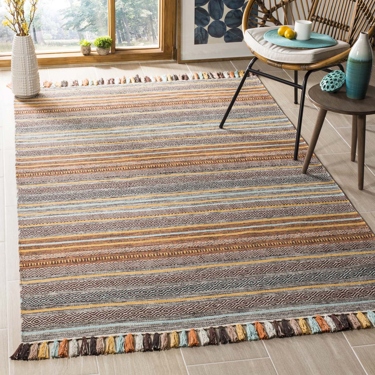 Safavieh Montauk 901 Rug, MTK901 - Turquoise / Brown