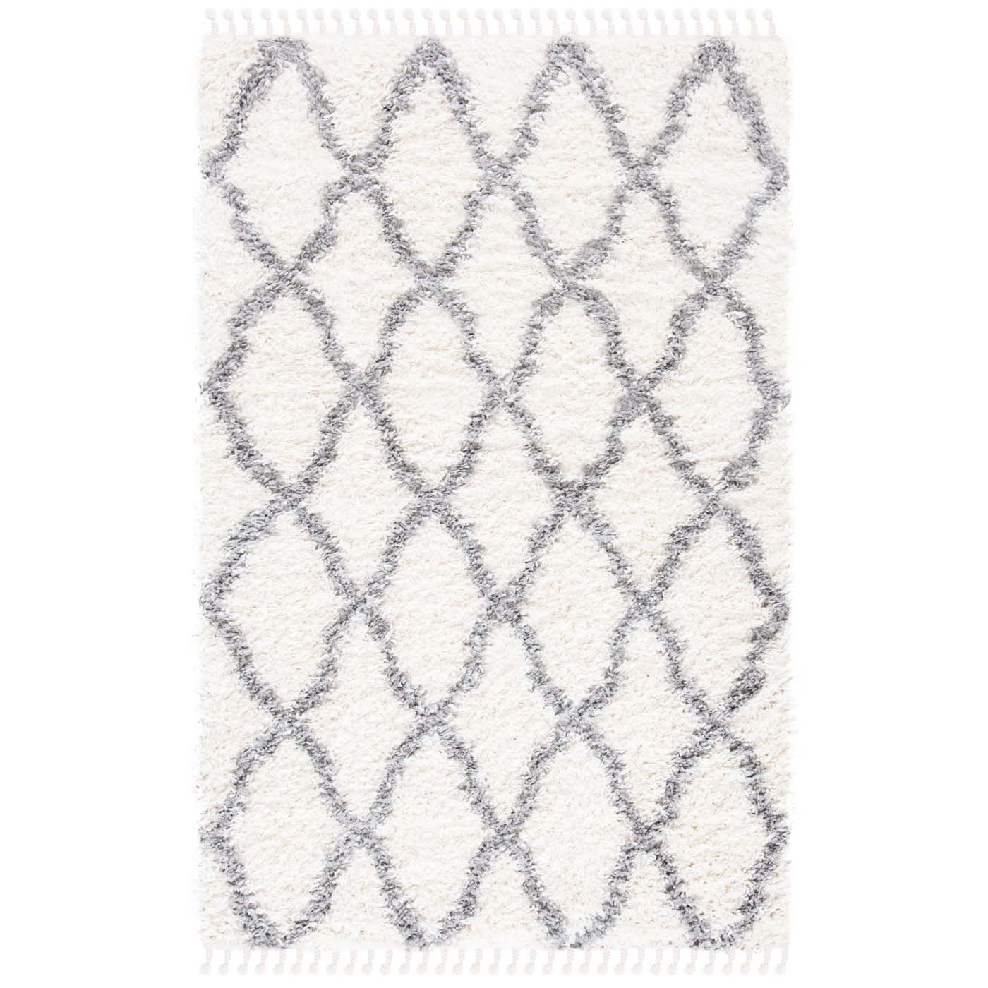 Safavieh Moroccan Tassel Shag 358 Rug, MTS358 - Ivory / Light Grey