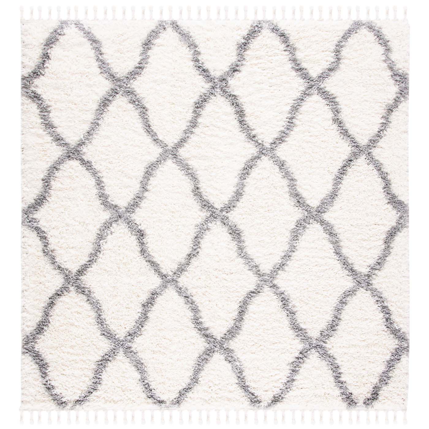 Safavieh Moroccan Tassel Shag 358 Rug, MTS358 - Ivory / Light Grey