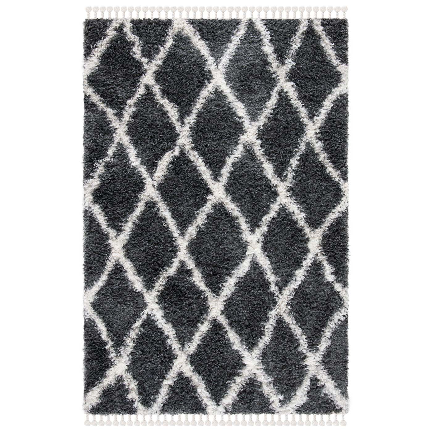 Safavieh Moroccan Tassel Shag 359 Rug, MTS359 - Grey / Ivory