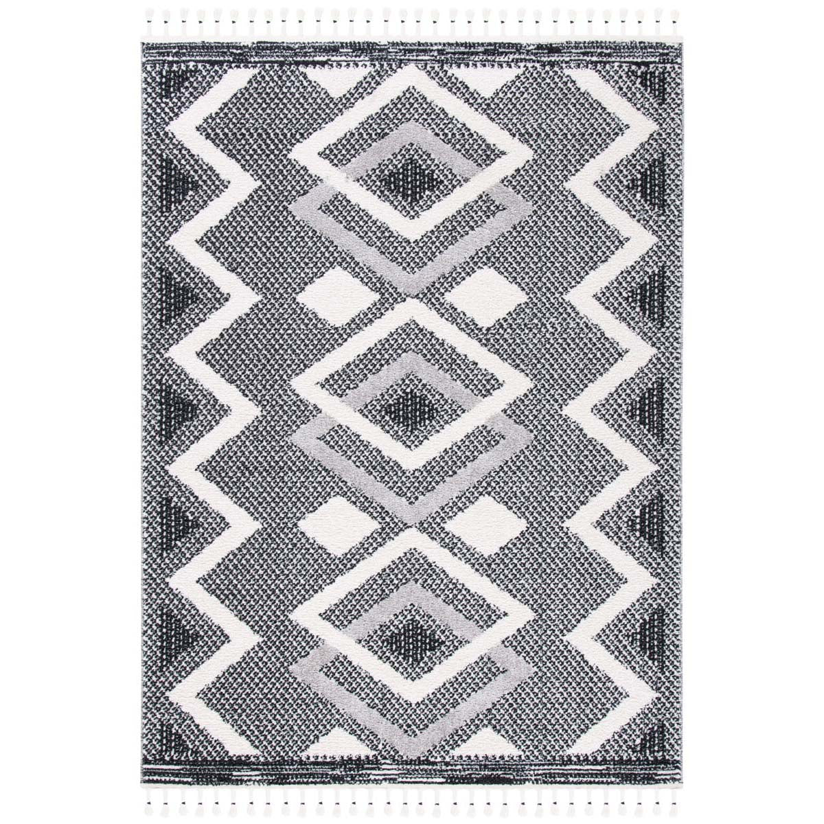 Safavieh Moroccan Tassel Shag 452 Rug, MTS452 - Ivory / Black