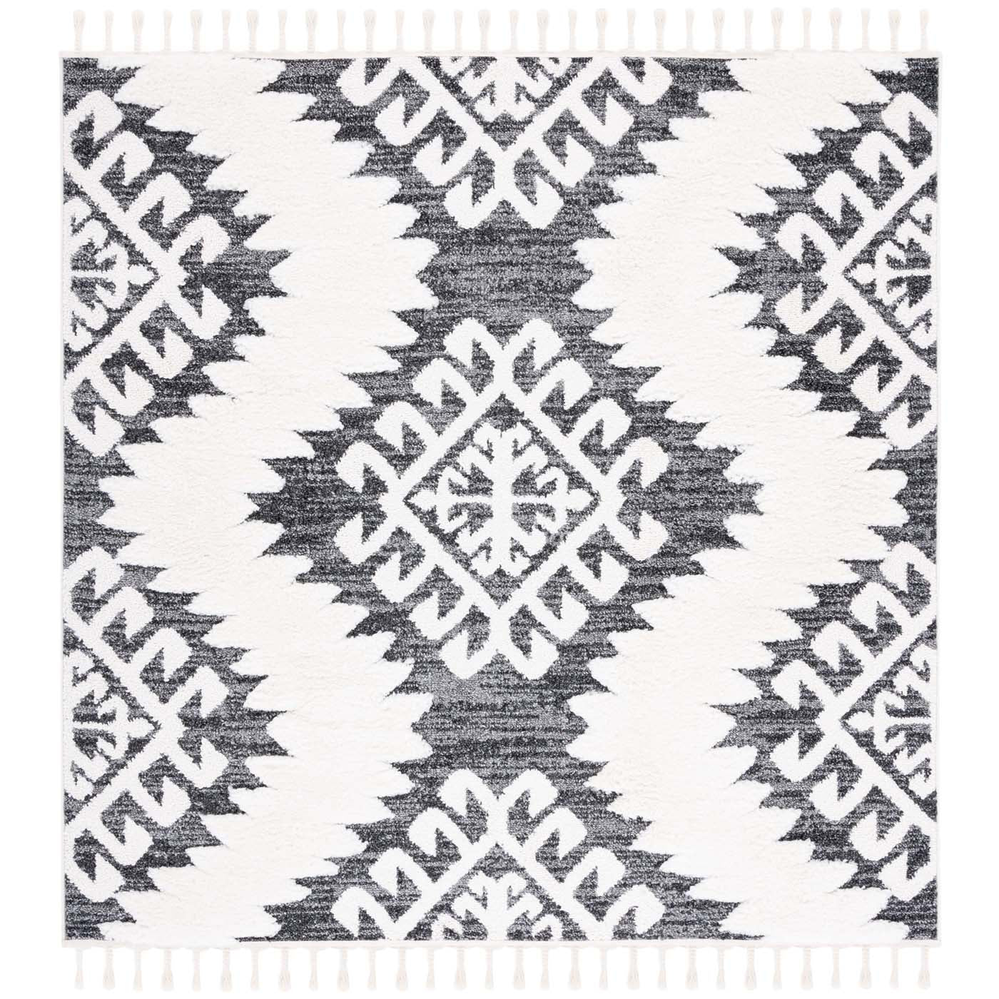 Safavieh Moroccan Tassel Shag 652 Rug, MTS652 - Dark Grey / Ivory