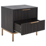 Safavieh Lylia 2 Drawer Nightstand, NST9605 - Distressed Black / Gold