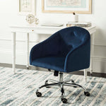 Safavieh Amy Tufted Velvet Chrome Leg Swivel Office Chair , OCH4500 - Navy / Chrome