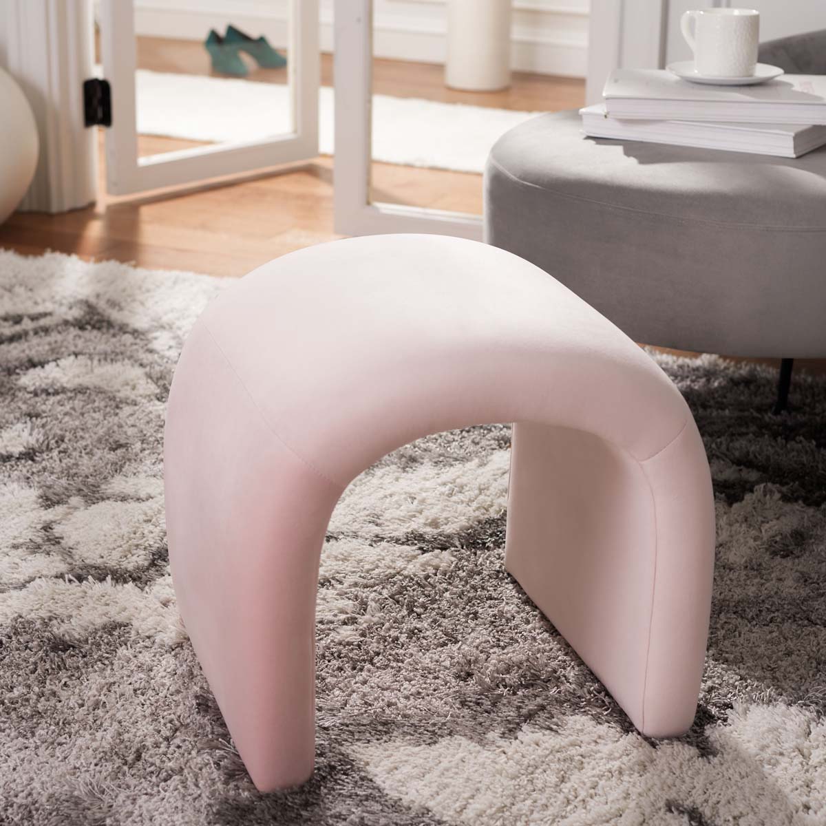 Safavieh Kibo Ottoman , OTT1300- Light Pink