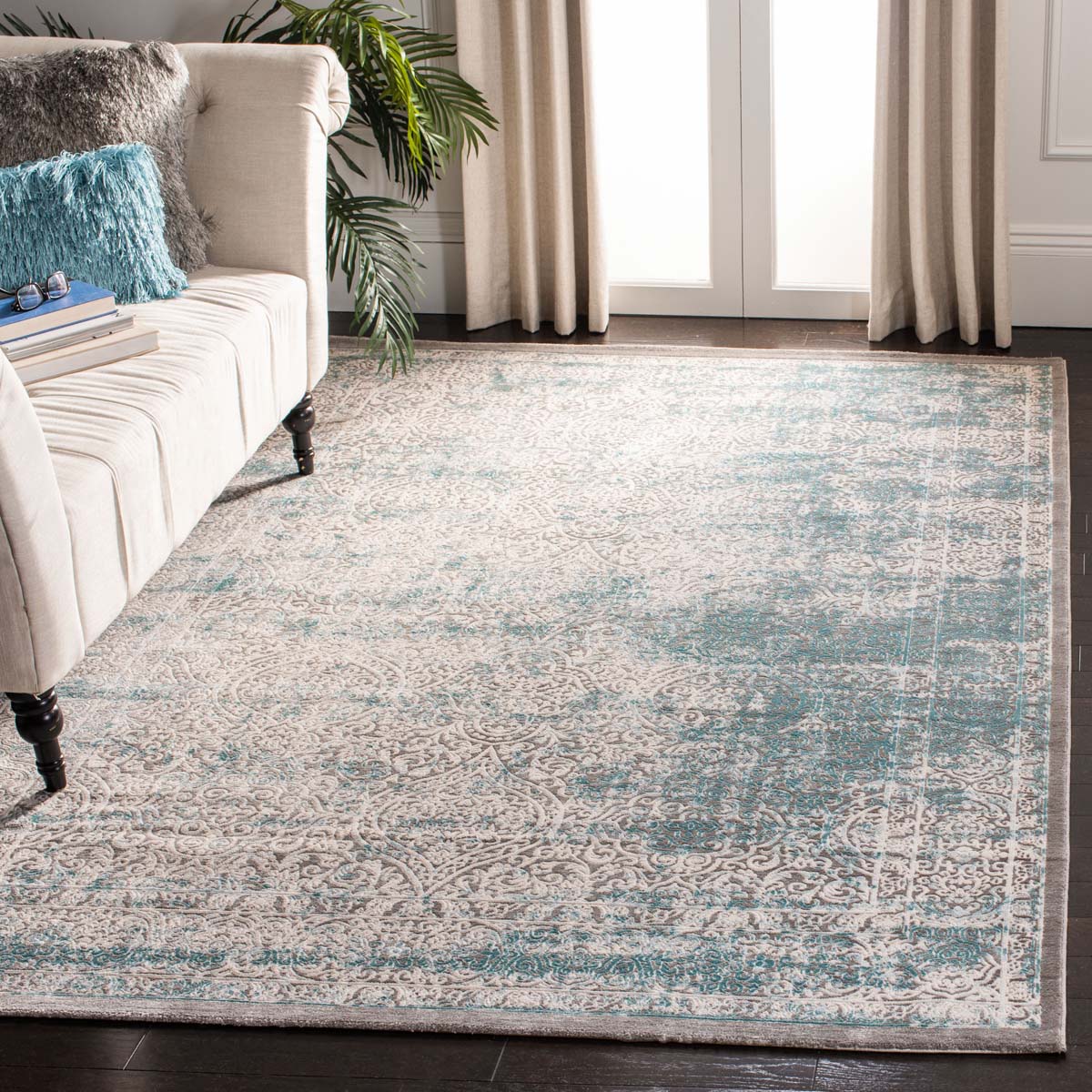 Safavieh Passion 401 Rug, PAS401 - Turquoise / Ivory