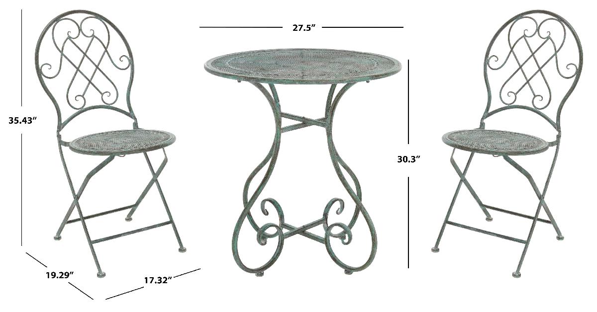 Safavieh Adriel 3Pc Bistro Set , PAT5031 - Antique Green