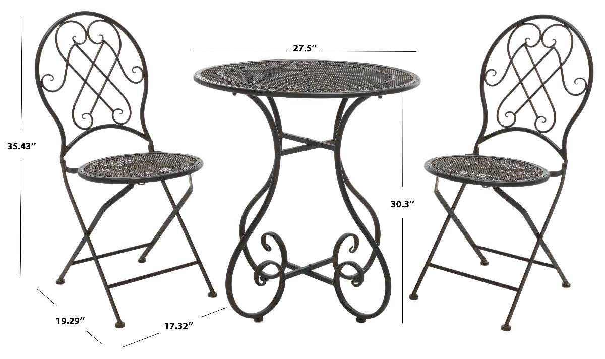 Safavieh Adriel 3Pc Bistro Set , PAT5031 - Anitique Black