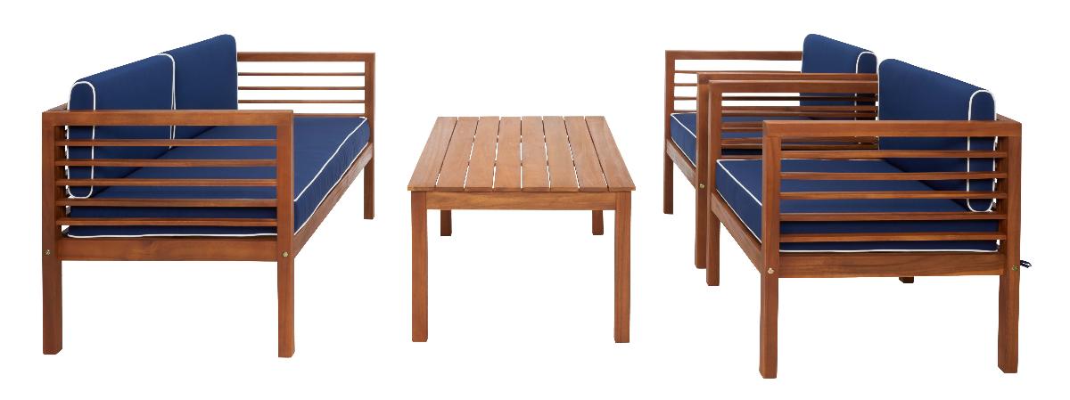 Safavieh Alda 4 Pc Living Set , PAT7317 - Natural / Navy